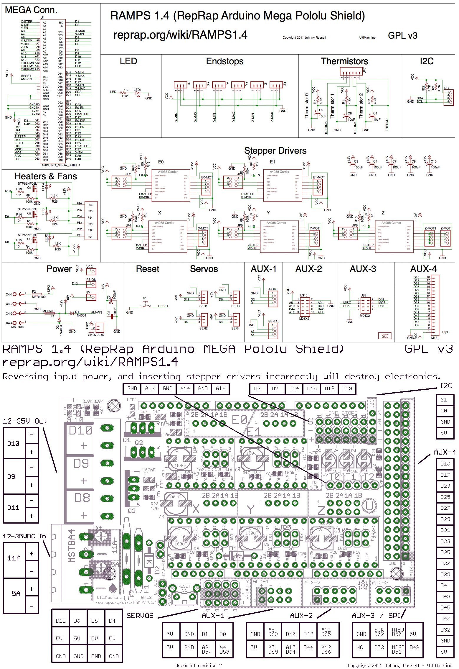 RAMPS 1.4 Schematic + Pinout
