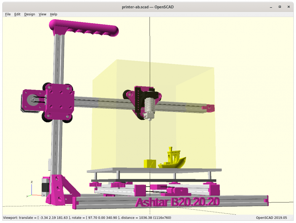 forhåndsvisning Lappe Andet 3D Printer Ashtar B: Cantilever, First Draft | XYZ dims *